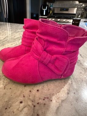 Jumping Beans Pink Boots Toddler Girl Size 6 Bow Ankle Boots Cute Fall Shoes